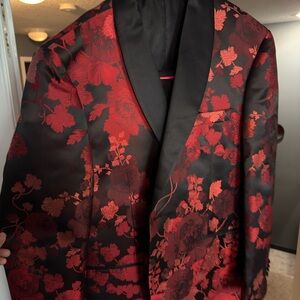 Floral Red and Black Men's Blazer